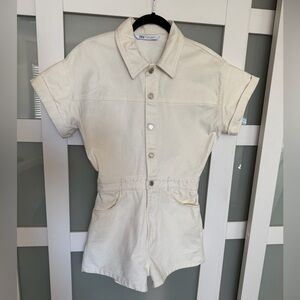 Zara Cream Short Sleeve Romper